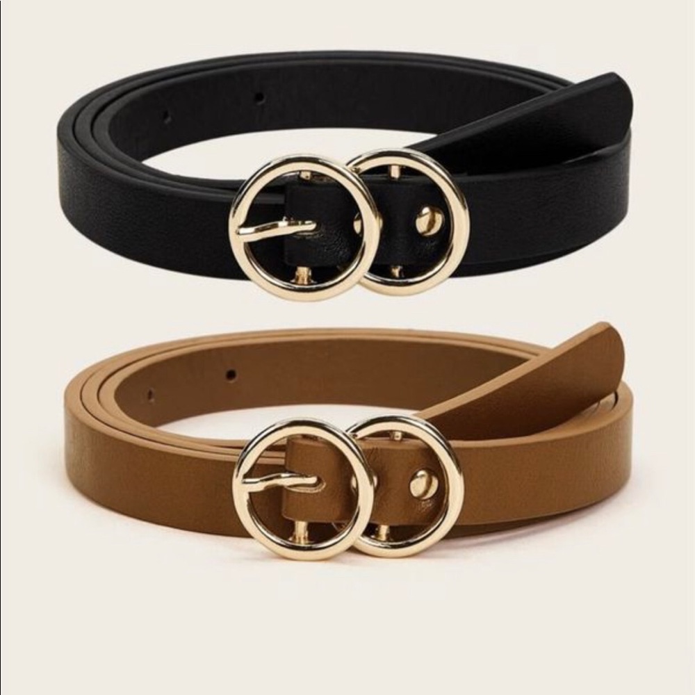 Double O-ring Buckle Belt 2pcs
